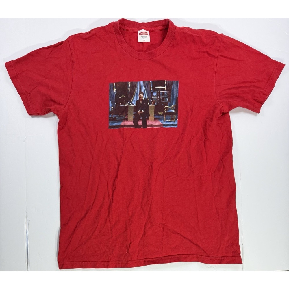 Supreme Scarface Tony Montana Photo Tee Red Size M Box Logo Streetwear